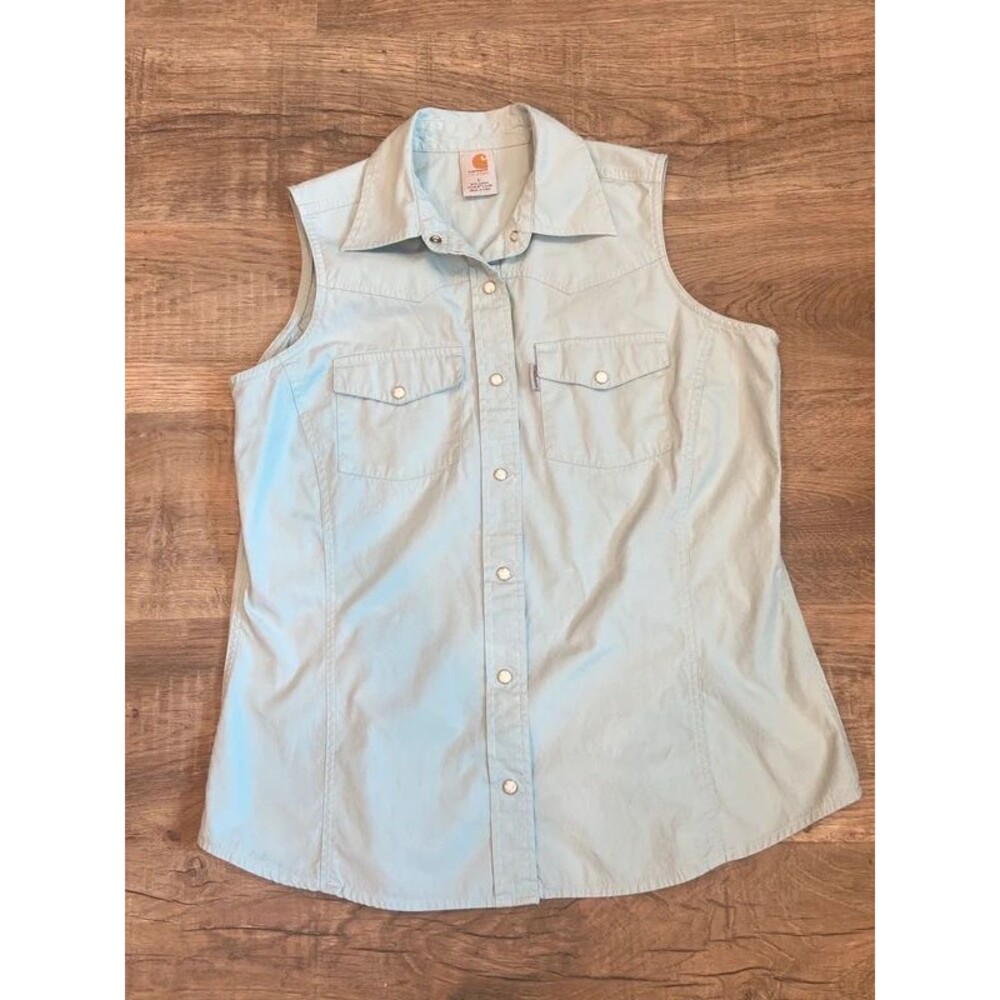 Womens Cargartt Sleeveless Vest Pearsnaps Lumber Jack Western